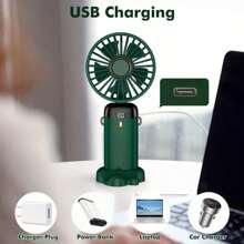 1 pièce Ventilateur à main personnel, avec support de téléphone portable et cordon, petit ventilateur portable, ventilateur de bureau, alimentation par batterie rechargeable USB, affichage numérique LED, 5 vitesses, réglable à 90°, flux d'air de refroidissement puissant et silencieux. Idéal pour l'extérieur, les voyages, le bureau, la maison et la voiture. Ventilateur pliable et portable, parfait pour la Fête des Mères, la Fête des Pères, les diplômés, les anniversaires, les fêtes à Hawaii