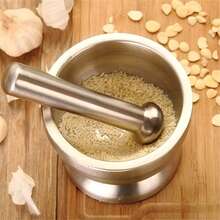 1 件套不锈钢研钵和研杵套装坚固耐用捣碎锅食物研磨器适用于厨房实用工具