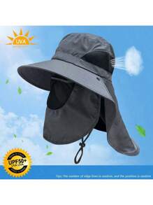 1 Pc UV Protection Wide Brim Bucket Hat With Removeable Face Cover, Outdoor Sunscreen Hat For Outdoor Hiking, Climbing, Fishing