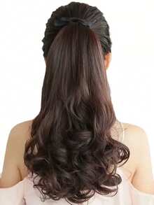 大波浪长卷发蝴蝶结梨花马尾假发，适合晚宴、节日发夹、发爪、发卡、发饰 - 彩色 - 查看 3