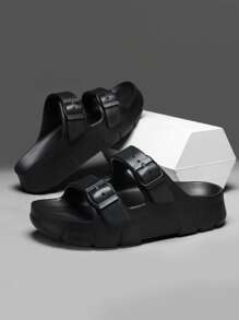 2025 Punk Adjustable Buckle Basic Casual Comfortable Slip-On Sandals, European & American Style