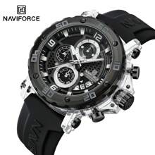 NAVIFORCE Men's Multifunctional Quartz Sport Watch Rubber Band With Night Light & Chronograph, Perfect For Business Casual/Gym/Luxury