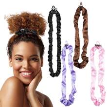 3 bandeaux réglables de couleur unie à haute élasticité. Liens pour cheveux, bandes pour cheveux DIY ne nuisant pas aux cheveux. Simulation de corde à cheveux en soie, bandes  pour usage quotidien, de loisir et de sport. Convient pour tenir la queue de cheval.