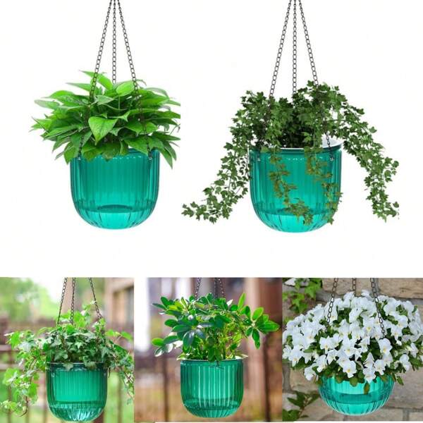 1 confezione di vasi appesi per piante da interno, portavaso da appendere per esterni con fori di drenaggio, vaso appeso per fiori e piante con auto-irrigazione per decorazione da giardino e casa
