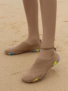 女士速干涉水鞋，适合溪流徒步、沙滩漫步、钓鱼等活动，轻便透气，女士拖鞋 - 卡其色壓花 - 查看 4