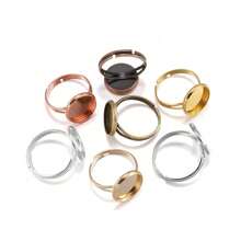 10/20 piezas de base de anillo ajustable de acero inoxidable apta para cabujones de cristal de 10/12/14/16/18/20/25 mm para hacer manualidades y joyería DIY