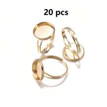 10/20 piezas de base de anillo ajustable de acero inoxidable apta para cabujones de cristal de 10/12/14/16/18/20/25 mm para hacer manualidades y joyería DIY
