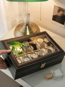 1pc Watch Box, 6 Grids Watch Storage Box, Jewelry Display Case, Watch Holder Gift Box For Men & Women Back To School