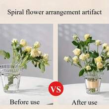 4 peças de arranjos de flores espirais em formato de favo de mel transparente - Suportes de hastes de plástico duráveis para buquês de casamento "faça você mesmo" e arranjos florais elegantes, perfeitos para arranjos florais e decoração de casamento | Arranjos florais elegantes | Vasos de plástico duráveis para decoração de festas e feriados