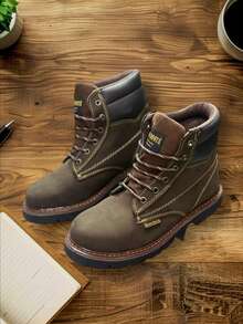 Zapatos de trabajo y seguridad para hombre  Botas industriales y de construcción para hombre 100% de piel nobuck, ofrece proteccion comodidad y durabilidad  para ayudarte a pasar el dia independientemente del trabajo a mano. el estilo resistente y las pieles de calidad hacen de esta bota una opcion facil para todos los dias dentro y fuera del trabajo. - Café - Ver 3