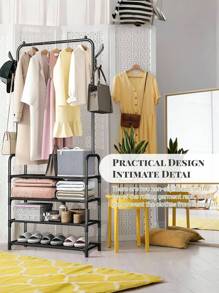 1pc Portable Closet Organizer, 23.62 Inch Wide, Multi-Functional With Clothes Rail, Hat Rack, Shoe Rack, Storage Shelves, For Living Room, Bedroom, Study, Office, Great Holiday & Christmas Gift