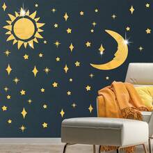 1pc Removable 3D Acrylic Mirror Surface Crystal Moon And Stars Wall Sticker, Home Decor Art Wall Decal, Suitable For Children Bedroom, Boys Girls Room, Ceiling, Bathroom, TV Background Wall Decor Room Decor Stickers Personalised Stickers - Multicolor - View 2