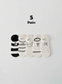 5 par damskich skarpetek inspirowanych dopaminą, urocze skarpetki z motywem łódki z kreskówek, skarpetki niewidoczne, letnie