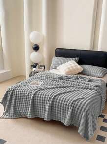 1pc Soft & Cozy Bubble Fleece Rolled Edge Blanket, Light Gray Color, Suitable For Bedroom & Guest Room