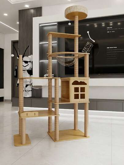 Cet arbre à chat n'est pas seulement un article pratique pour animaux de compagnie, mais aussi une œuvre d'art très décorative. Sa qualité haut de gamme et son design unique créent un impact visuel puissant. Qu'il soit placé dans une maison de chat privée ou dans un café pour chat, il peut devenir le point focal, ajoutant un charme distinct à l'ensemble de l'espace.