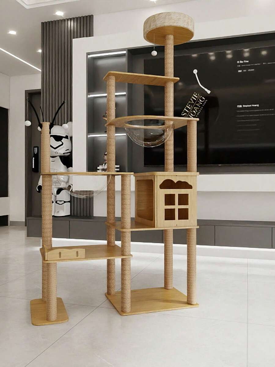 Ten koci domek to nie tylko praktyczny przedmiot dla zwierząt, ale także niezwykle dekoracyjne dzieło sztuki. Jego wysoka jakość i wyjątkowy design tworzą silny efekt wizualny. Niezależnie od tego, czy zostanie umieszczony w prywatnym kocim domku, czy kociej kawiarni, może stać się punktem centralnym, dodając wyjątkowego uroku całej przestrzeni. - Beżowy - Zobacz 1