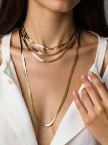 1 Stück vintage, minimalistischer, übertriebener, mehrlagiger goldfarbener Schlangenknochenkettenhalskette, europäisch-amerikanischer coole Mädchen-Mode