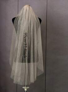 Sparkling Bridal Veil - Fairy-Inspired Starry Tulle, Polyester, Perfect For Wedding Photos & Fashion Accessory