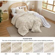 Luxurious Tufted Boho Comforter Set Queen Size - Premium Beige Bedding Ensemble With 3-Piece Shabby Chic Embroidery, Ideal Gifts For Women, Soft Jacquard Queen Comforter For All Seasons - 04 - 米色 - 鑽石般 - 查看 6