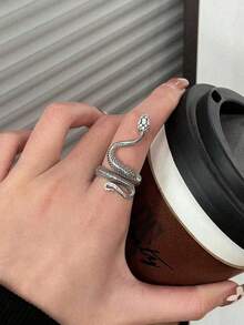 1pc Unique Creative Snake Ring, Fashionable Luxury Minimalist Unisex Ring, Suitable For Gifts And Daily Wear - Ring - View 1