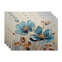 1pc/4pcs/6pcs Decorative Placemats, Watercolor Peony Linen Placemats, Easy To Clean, Suitable For Home, Restaurant, Dining Table Decor, Household Items