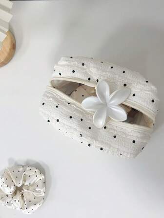 Stripped Pattern Fluffy And Soft Women Makeup Bag Travel Zipper Cosmetic Bag Storage Pouch Cute Gingham Toiletry Bag Checkered Pattern Large Capacity Make Up Organizer Travel Skincare Makeup Storage Bag With Handle Multifunctional Storage Bag Back To School Supplies