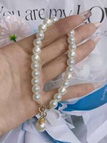 Premium Elegant Gold Pearl Letter Keychain, A-Z Alphabet 3D Pendant, Chic Pearl Chain With Rhinestones (Can Be Disassembled Based On Personal Preference), Fashionable Alloy Keychain, Earphone Pendant, Backpack Charm, Car Keychain - Gold - View 7