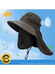 1 Pc UV Protection Wide Brim Bucket Hat With Removeable Face Cover, Outdoor Sunscreen Hat For Outdoor Hiking, Climbing, Fishing