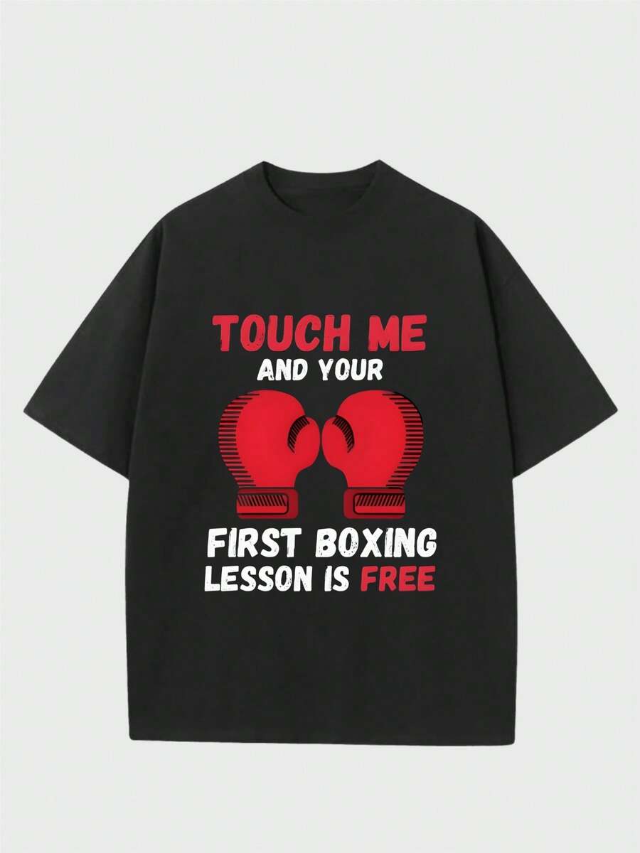 Para hombre,Camisa de T con Humor de Boxeo - Estilo Humorístico y Deportivo,Camiseta casual de cuello redondo y manga corta con estampado,adecuada para uso diario en primavera y verano,unisex - Negro - Ver 1