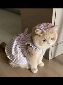 Cat Print Princess Stvle Ombre FurMesh Summer Dress For Small Dogs& Cats,Lightweight