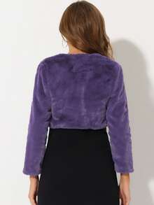 Women's Evening Shrug Wedding Gown Fuzzy Formal Fluffy Bolero Jacket - 紫色 - 查看 4
