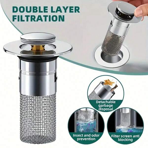 Sink Drain Plug, Sink Drain Plug, Bathroom Drain Filter Bounce Core, Press On Flip Cover, Universal Bathroom Accessories