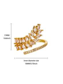 1Pc Gorgeous Style Cubic Zirconia Wheat Shape Ring For Women, Wheat Ring, Leaf Ring, Open Adjustable Leaves Finger Ring, Ladies Jewelry Fashion Accessories, Gift For Her