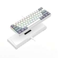 Clavier filaire compact à 61 touches, 60% de taille, rétroéclairage RVB, clavier mécanique petit et portable pour le bureau, l'ordinateur, la tablette, l'ordinateur portable, le joueur, blanc et gris