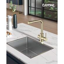 Modern Brushed Gold Water Filter Tap With 3Way Triflow Design Stainless Steel 360 Swivel Kitchen Faucet Dual Lever For Efficient Drinking Water Dispensing G1 2 Thread - 255btg - View 5