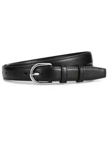 1/2 piezas Cinturón 2025 Nuevo Cinturón de mujer casual y versátil de alta gama que combina con pantalones, vaqueros, hebilla plateada, bolsillo, verano, escuela, otoño, Halloween