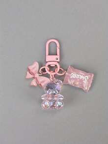 Colgante de oso rosa, mariposa y caramelo, dije con forma de corazón para accesorios de teléfono - Llavero colgante de oso de caramelo, se puede colgar en bolsos, llaves - Gran regalo para compañeros de clase y amigos, mini realista, estilo minimalista, perfecto para bodas y fiestas, o se puede colgar en bolsos de mujer, llaveros - Rosa - Ver 13