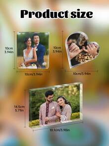 1pc Customized Photo Acrylic Ornament, Personalized Transparent Square Heart-Shaped Photo Sculpture, Exclusive Gift For Weddings, Graduations, Birthdays, Anniversaries, Custom Couple Photos, Wedding Group Photos, Graduation Ceremony Photos,Christmas Gift Supplies - Multicolor - View 8