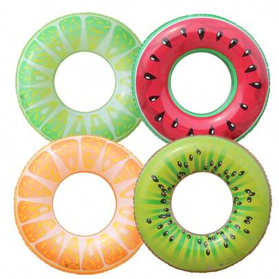 1pc Summer Pool Party Thickened Inflatable Fruit Life Ring, Swimming Pool Float