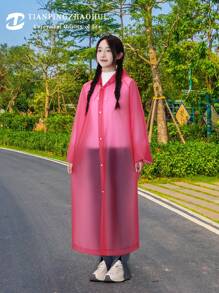 TIANPINGZHAOHUI Verdickte Kapuzen Regenponcho, Outdoor Regenkleidung aus TPU Material, 118cm x 70cm, rot