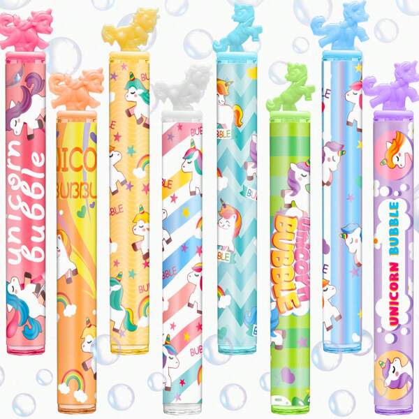 Mini Unicorn Bubble Wand, Pastel Unicorn Party Favors For Kid, Toddler Girl Birthday Parties Decoration, Goodie Bag Stuffers Supplies, Bubbles Gift Toy Bulk, Carnival Prizes