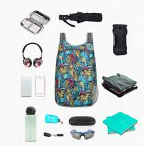 Lightweight And Foldable Flower Backpack - Ultra Thin, Multi Functional, Suitable For Hiking, Travel, Work, Shopping | Polyester Fiber, Adjustable Shoulder Strap - Suitable For Men - Perfect For Daily Use - Perfect Gift For Students And Travelers, Boarding Backpack, Simple And Lightweight Backpack, Full Print Backpack, Cycling Backpack, Travel Backpack, Backpack For Travel Foldable Backpack Beach Bag Men Camping Equipment