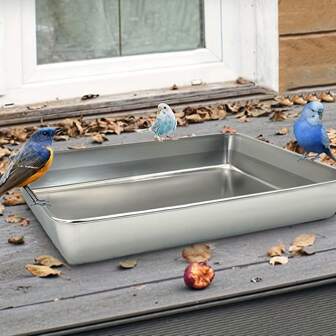 1pc Stainless Steel Bird Bath, Metal Bird Bathtub, Pet Bird Cleaning Accessory