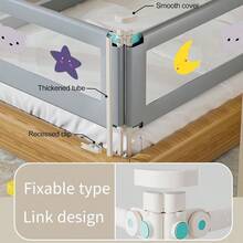HighQuality King Size Bed Rail With 3Piece Extra Long Design Guard Set Sturdy AllRound Fence For Home Safety Grey New Arrival - Grey - View 5