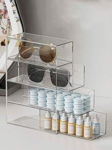 加厚亚克力材质眼镜太阳镜墨镜收纳盒多层桌面简约美观多功能抽屉展示柜防尘收纳架亲子收纳盒/展示架透明隔层储物盒夏季必备女士收纳整理器礼物旅行返校