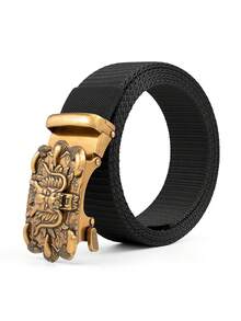 奢华男士皮带，强劲中国龙图案自动扣棘轮腰带，独特复古风格男士腰带，时尚百搭，适合商务、休闲和运动场合 - A - 查看 8