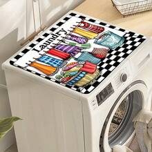 1pc Anti-Slip Soft Bottom Washing Machine Cover Mat, Cartoon Text Print, Absorbent Top Protective Pad, Fast Drying Refrigerator Dust Cover, Modern Laundry And Kitchen Appliances Washer And Dryer Cover, Home & Kitchen Decor - Multicolor - View 9