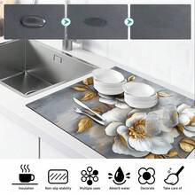 Stove Mat, Linen Texture Drainage Mat, Perfect Mat To Brighten Up The Kitchen, Coffee Coaster, Trivet, Stove Cover Mat, Decorative Mat, Utensil Drying Mat, Heat-Resistant, Anti-Slip, Anti-Scratch, Suitable For Stove, Counter, Cabinet, Dishwasher, Washing Machine, Dryer, Induction Cooktop And Ironing, Glass Ceramic Stove Protector, Heat-Resistant, Anti-Slip, Anti-Scratch Stove Top Cover Mat - Multicolor - View 5