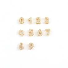 1pc New Fashion Pave Zirconia 0-9 Number Golden Stainless Steel Chain Necklaces For Women