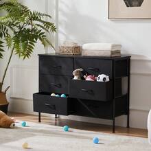 Sweetcrispy 3 Sizes Dresser For Bedroom, Storage Drawers, Tall Large Fabric Storage Tower Organizer,Organization And Storage Clothes Organizer , Chest Of Drawers With Metal Frame Wooden Top For Nursery, Closet, Living Room, Entryway, Black - màu đen - Xem 2